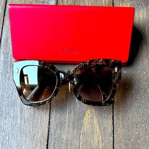 Fendi Black and Gold Patterned Sunglasses